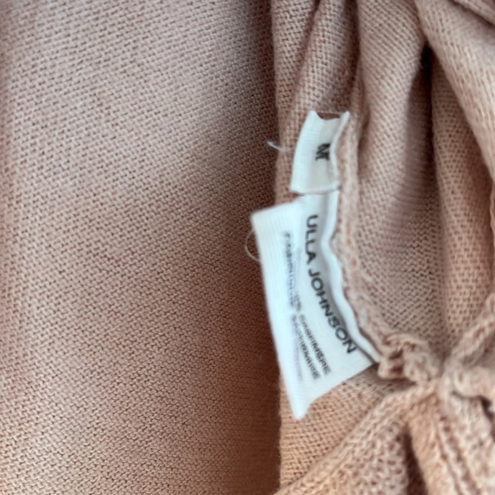 Ulla Johnson Cashmere/Cotton Blend Light Pink Ruffle Sweater Size Medium - Picture 3 of 5